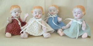 4 quartet Japan bisque dolls