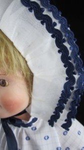 Mama doll dress clip dot bonnet details